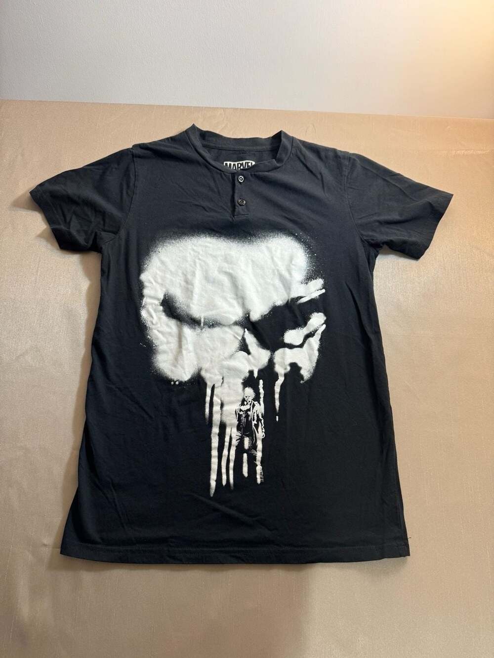 Marvel Punisher Loot Wear Original Henley T-Shirt Black Size S